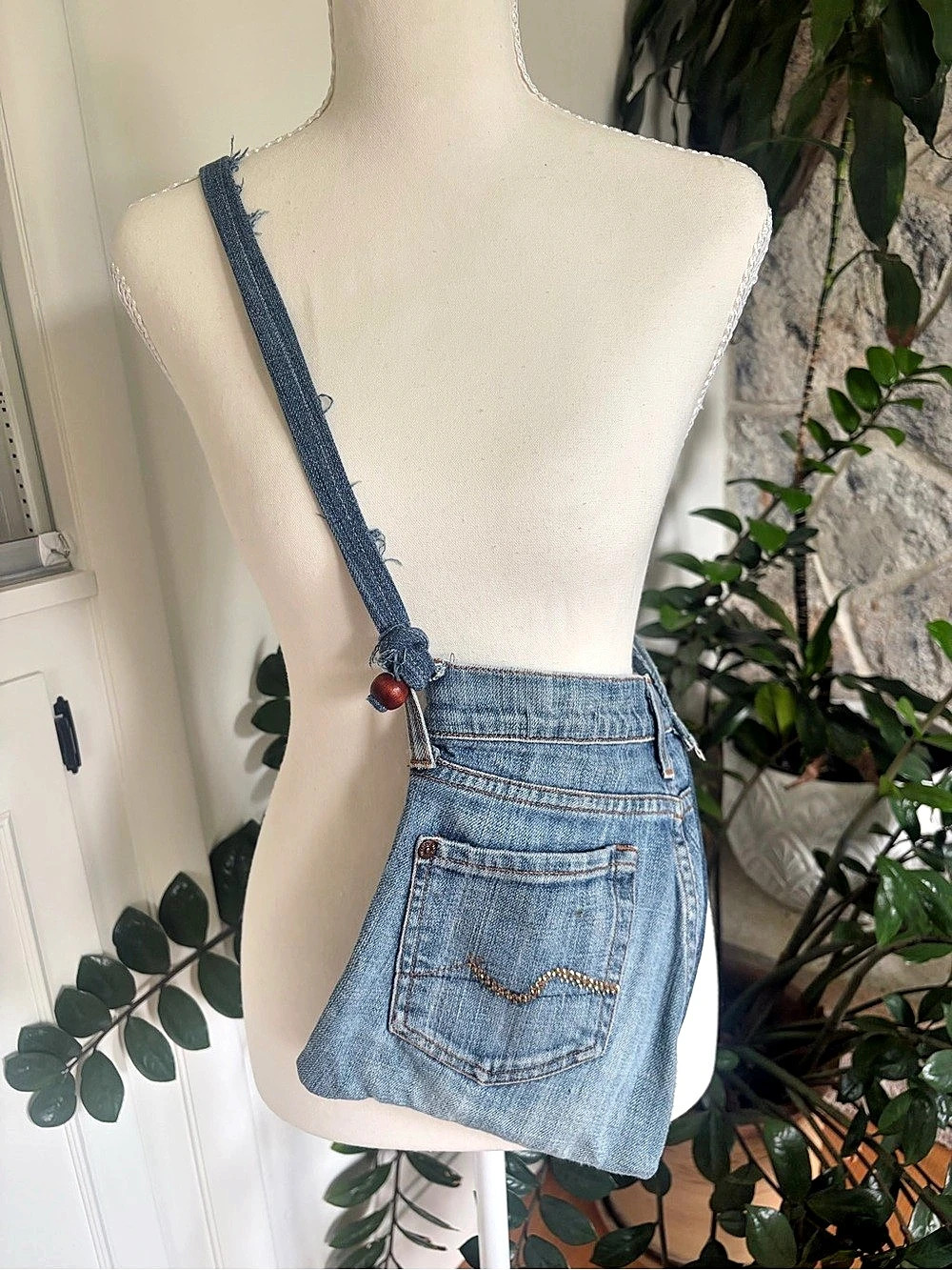 Blue Denim Crossbody Bag